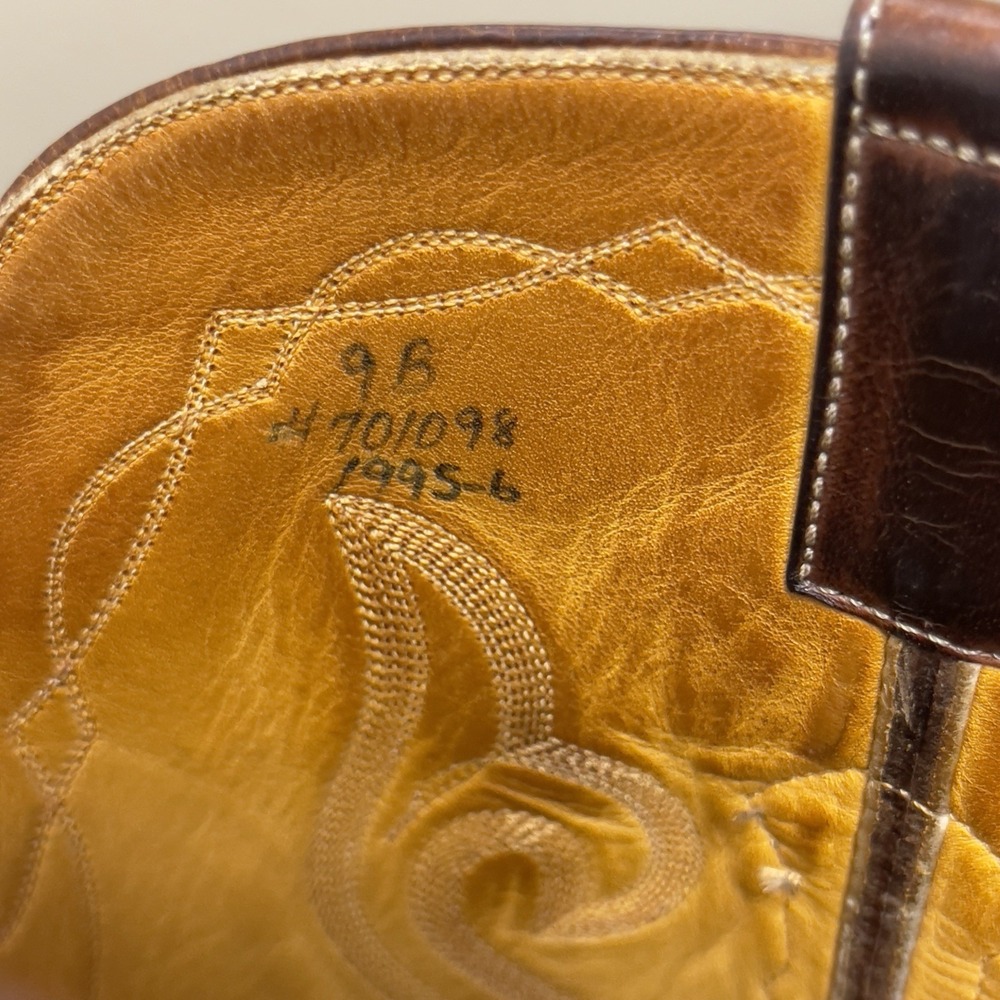 Vintage SAS Bootmaker Cowboy Boots Men 9B Brown Leather Western Rodeo Shoes‎ USA - Picture 5 of 16